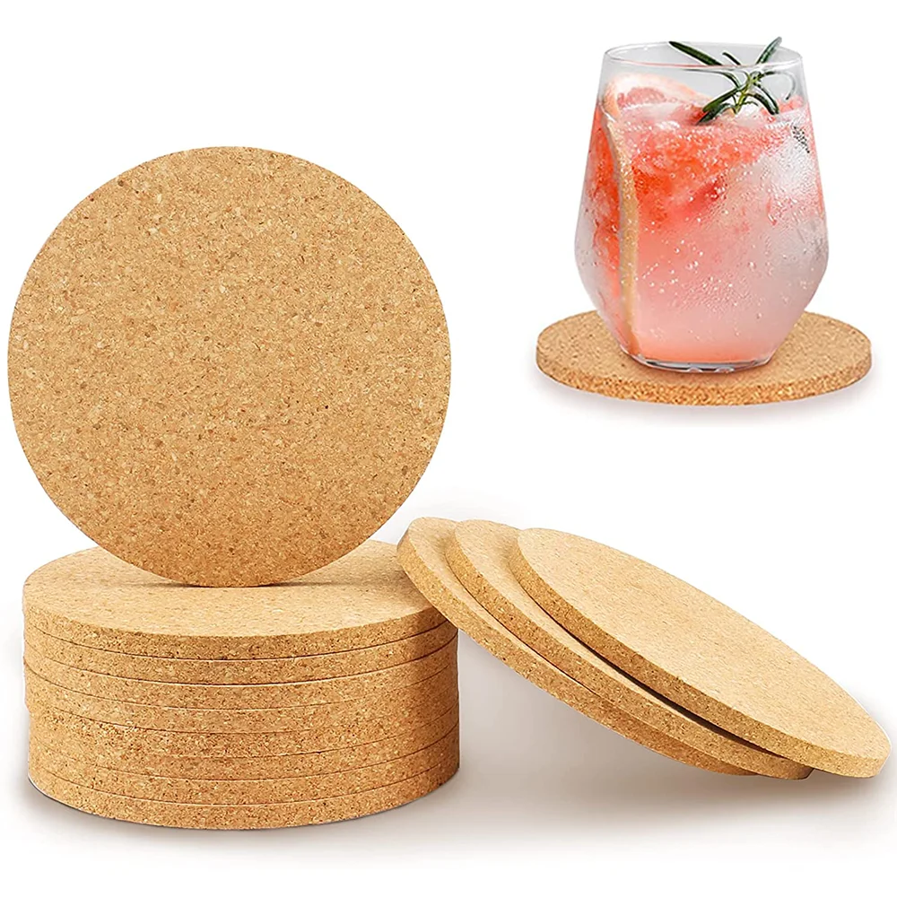 Cork Coaster 5/10/20 PCS Cup Coasters Tea Coffee Mug Drinks Holder for Kitchen Natural Wooden Mat Tableware Round Drink Coaster
