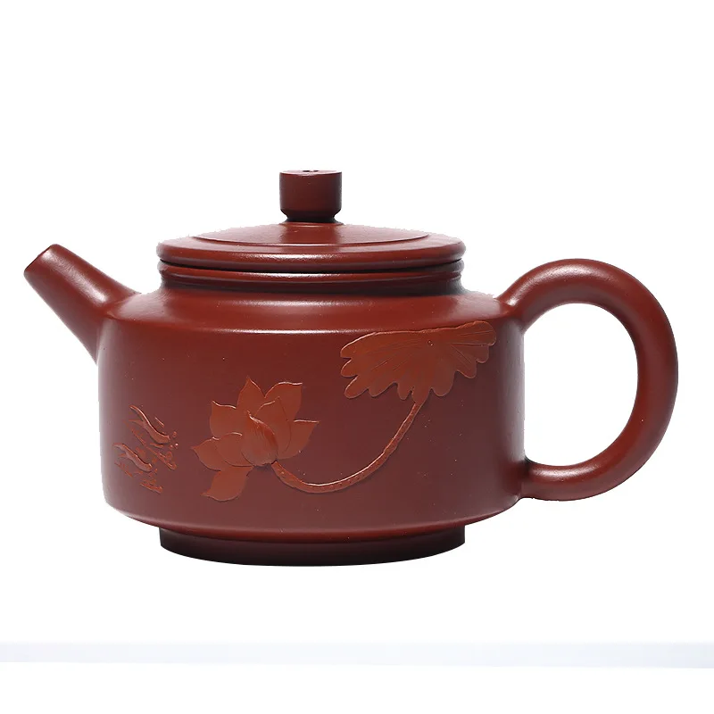 

Lotus Dezhong Zisha tea set raw material Dahongpao clay painted teapot