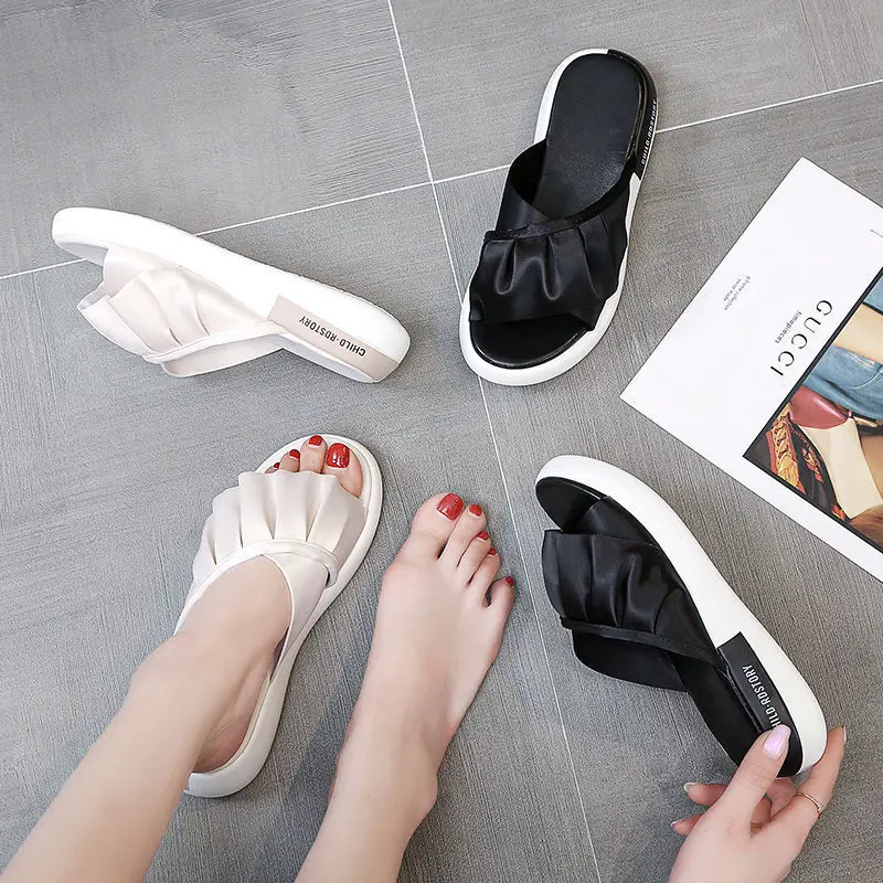 

Apanzu 2021 Slippers Casual Shoes Woman Rubber Flip Flops Platform Loafers Slipers Women Luxury Flat Hawaiian Soft New PU Slides