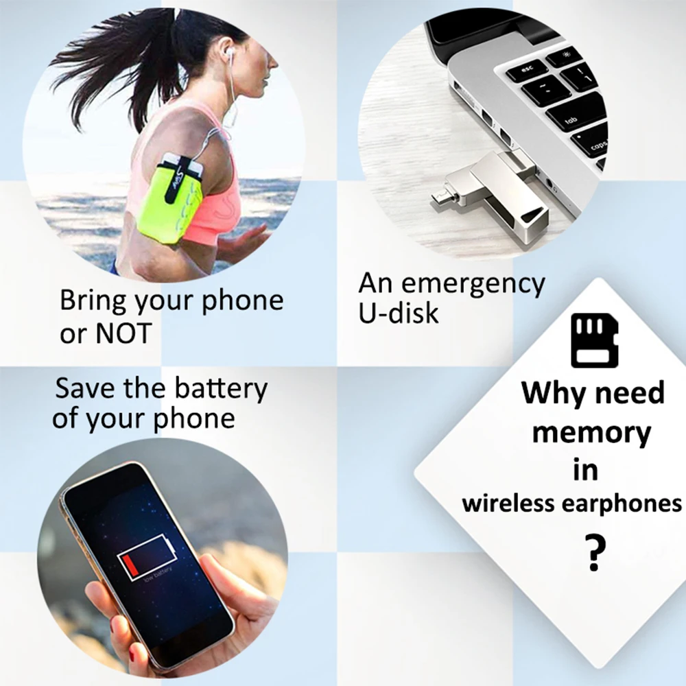 Arikasen MP3 плеер 8 Гб Спортивные Bluetooth 4 2 наушники Беспроводная гарнитура