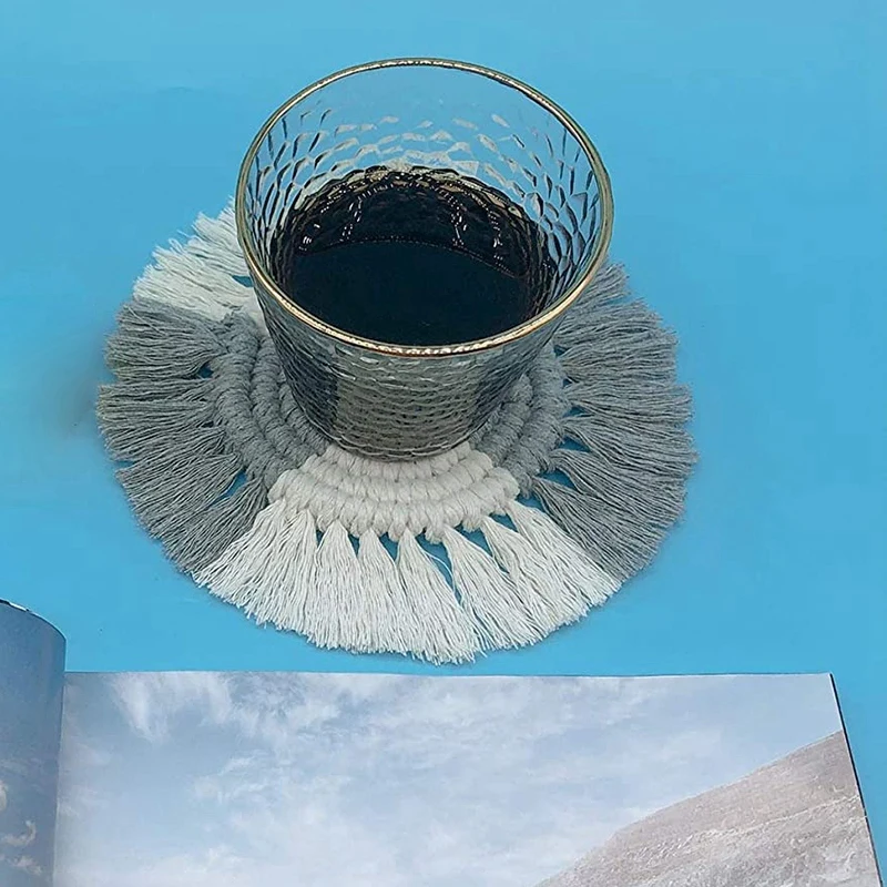 

6 Pack Coaster for Drinks,Boho Macrame Coasters with Tassel,Handmade Woven,for Home,Coffee Table,Table Decor,Gift
