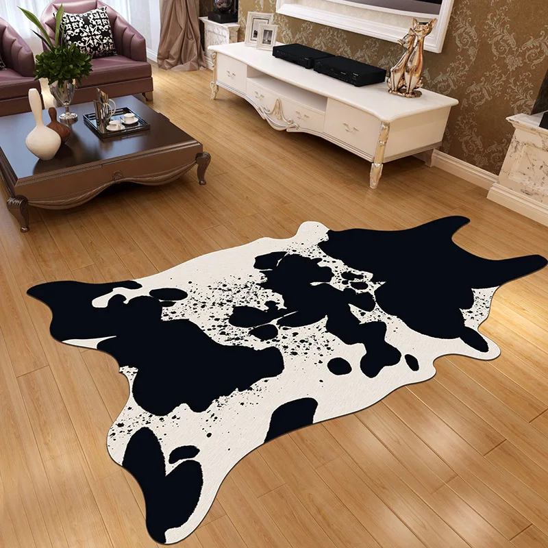 Alfombra de imitaci&oacute;n de piel de Animal para el hogar, tapete antideslizante de &aacute;rea a rayas de cebra y vaca, para sala de estar y dormitorio, 2020-3
