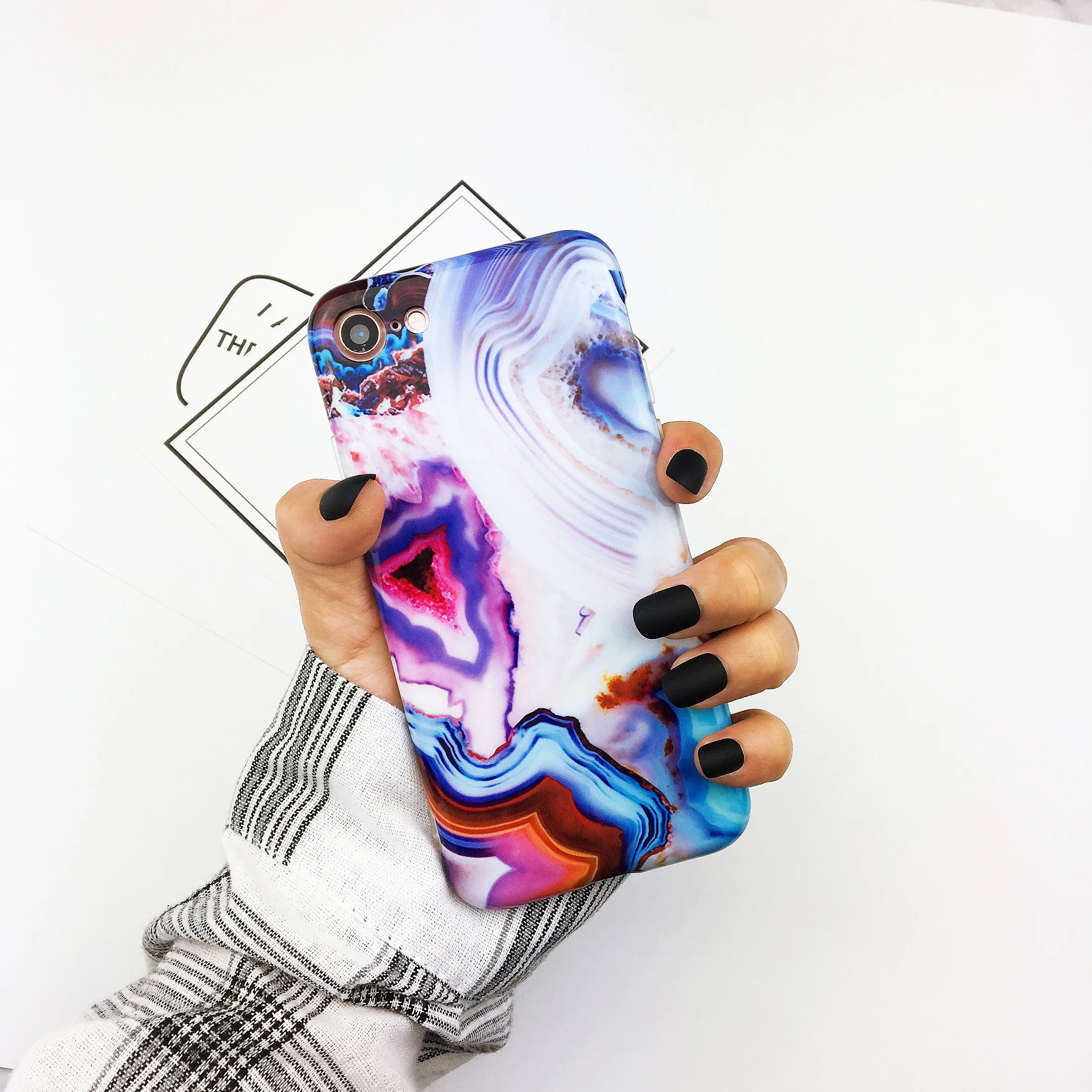 Мягкий силиконовый чехол для iphone 11 11Pro Max XS XR глянцевые Агатовые мраморные Чехол