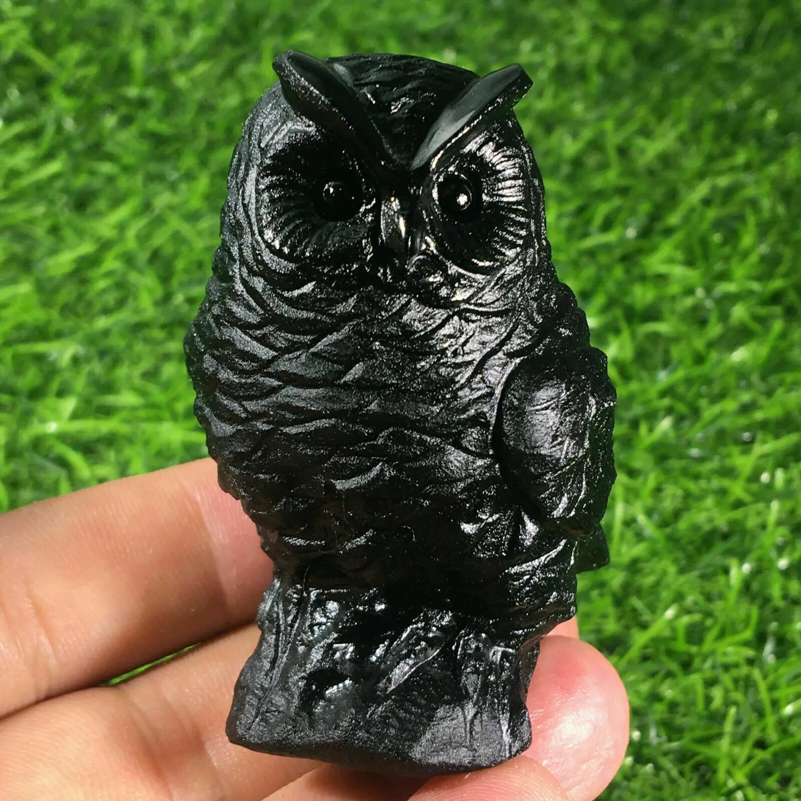 

Natural Gemstone owl Figurines black obsidian Mini Animals stone and Healing crystals Craft Carved Statue for Home Decoration