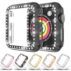 Чехол с бриллиантами для Apple Watch 42 мм серия 6 5 44 мм 40 мм iWatch 4 защитная крышка для экрана PC чехол для часов Apple Watch 3 SE чехол 38 мм