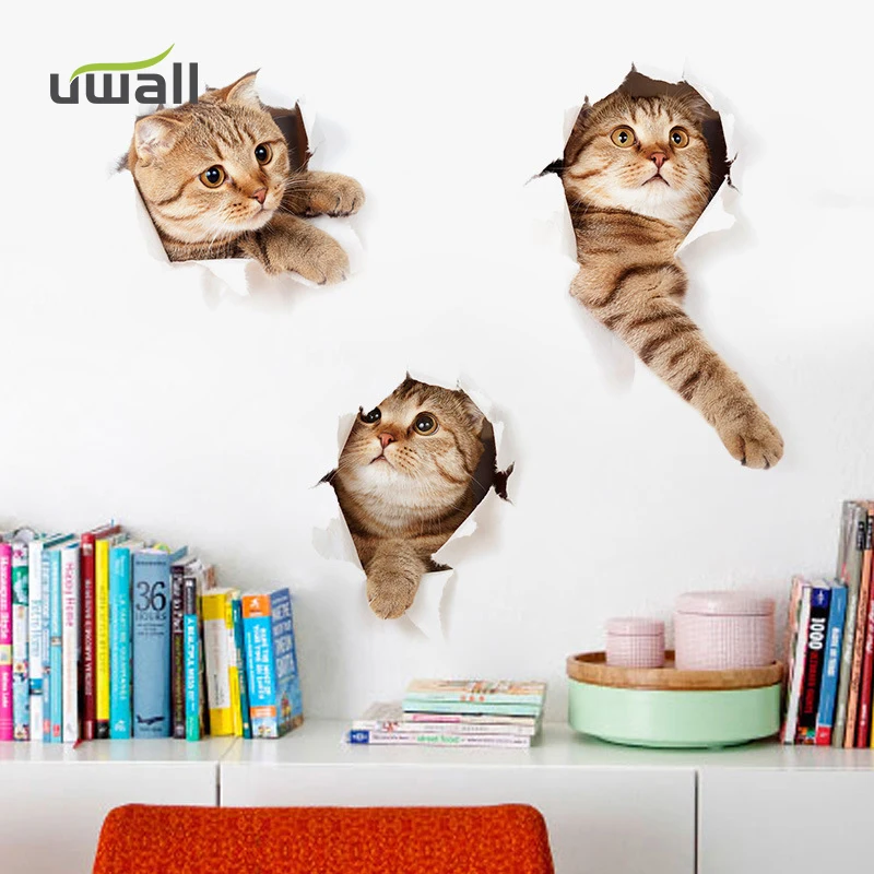 

Cartoon Kittens 3D Wall Stickers For Kids Room Bedroom Decor Living room Wall Decoration Self-adhesive Door Sticker Home Decor