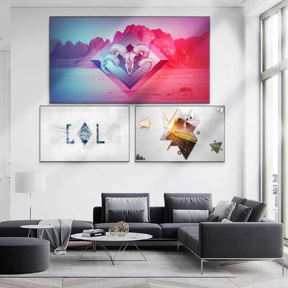 

Abstract oil painting prism geometry art canvas painting bar living room corridor office study home decoration mural