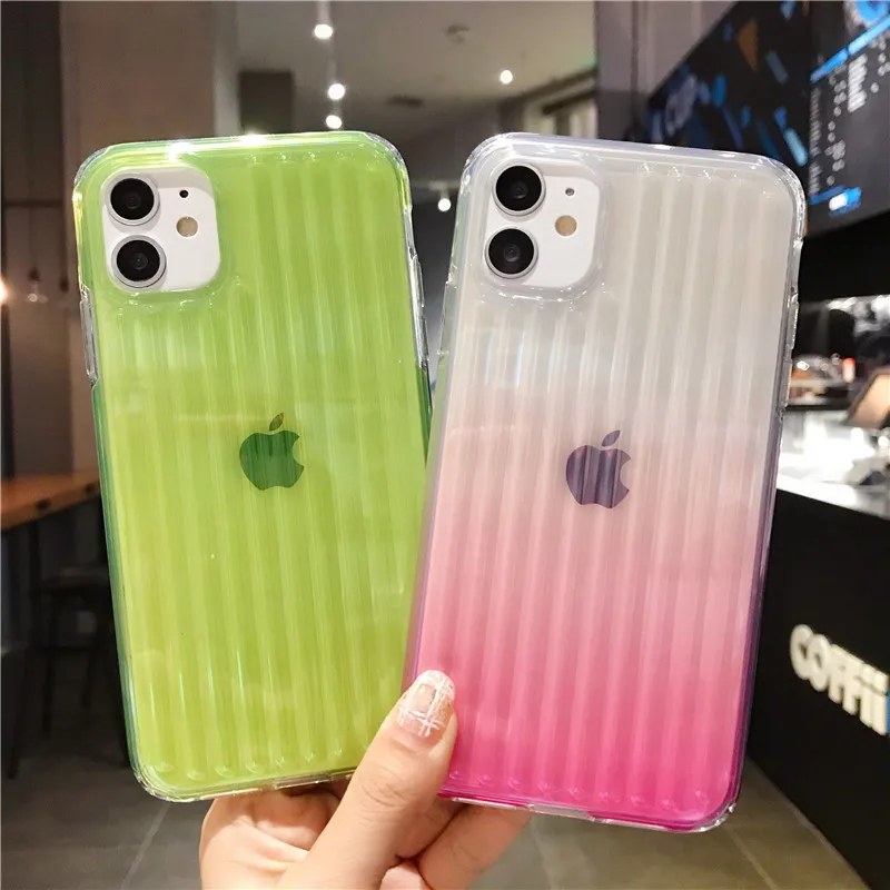 Цветной прозрачный чехол LOVECOM Laser для iPhone 11 Pro Max XR X XS 7 8 Plus мягкий из ТПУ + PC неровный