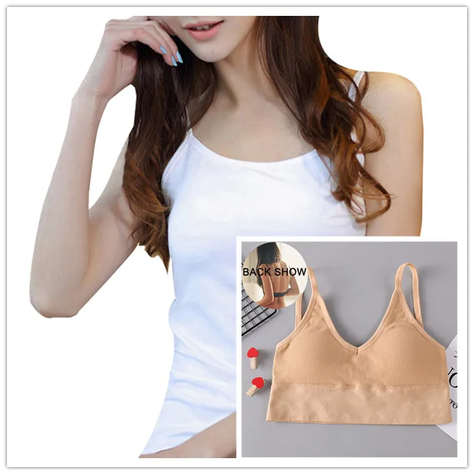 

2 шт./однотонный пикантный бюстгальтер, топ, женская мода, уличные подтяжки без рукавов, Женский пикантный мягкий жилет, однотонный облегающ...