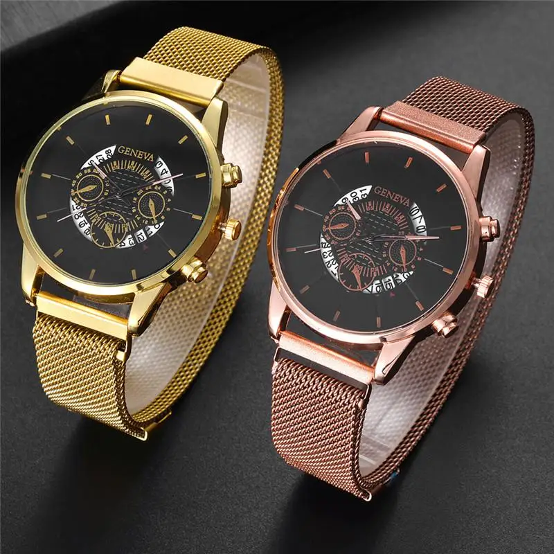 

Men Magnet Buckle Simple Creative Calendar Watch Luxury Men's Round Case Shape Quartz Watches Masculino Cool Montre Homme