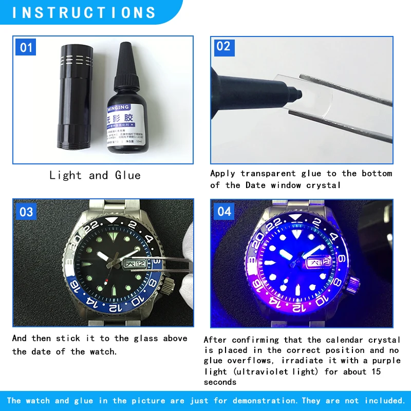 Стекло для часов с двойным календарем минеральное стекло датой кристальная