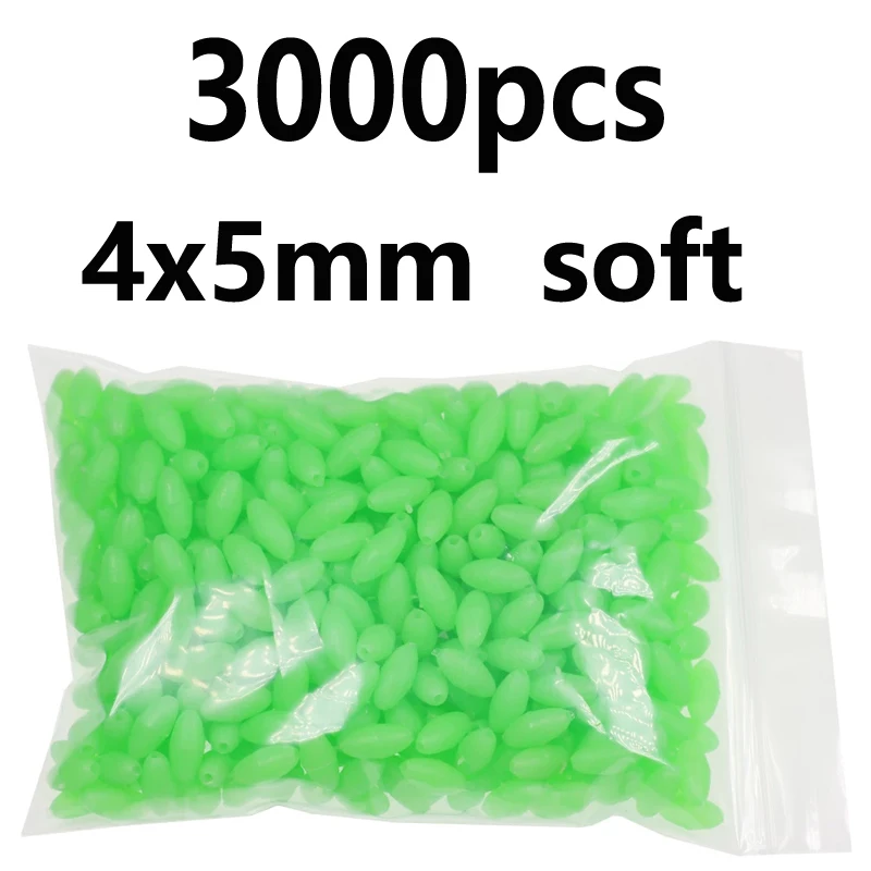 4x5mm 3000pcs green 1000/3000 шт.; ; детское нижнее белье красного и зеленого цвета; овальная мягкая резиновая светящиеся бусины для рыбалки светящиеся раковина бусины для рыболовные снасти рыболовные приманки рыболовные снасти - Цвет: 4x5mm 3000pcs green