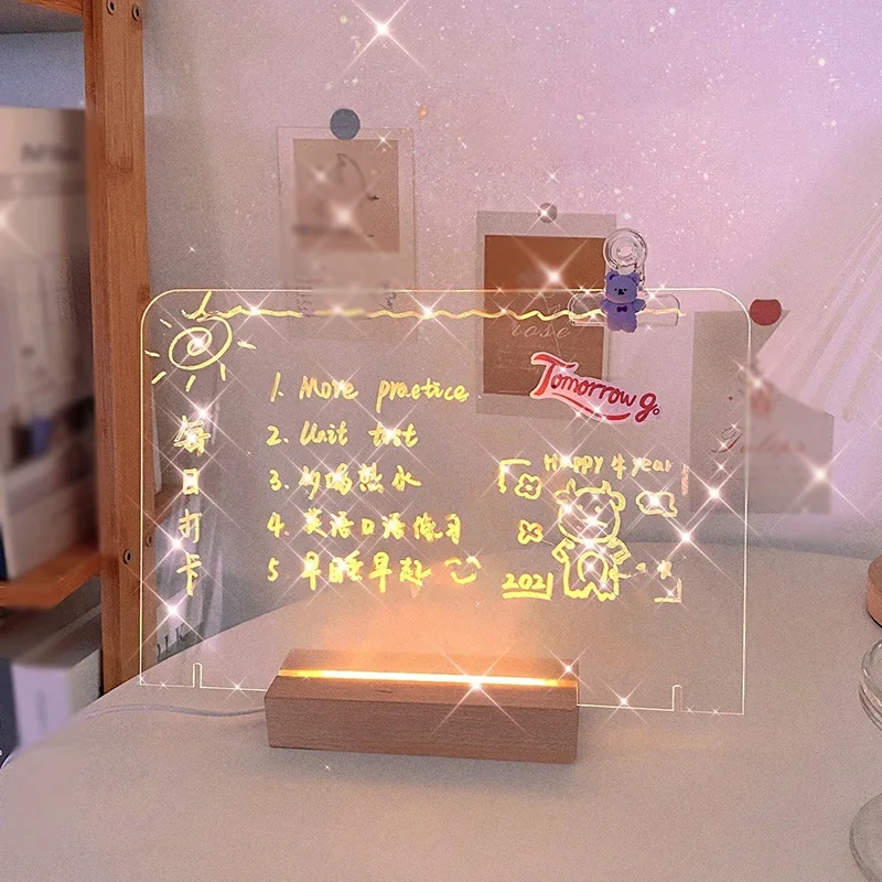 

Simple Transparent Acrylic Note Board Message Board Memo Portable Writing Board Bedroom Desk Office Decoration