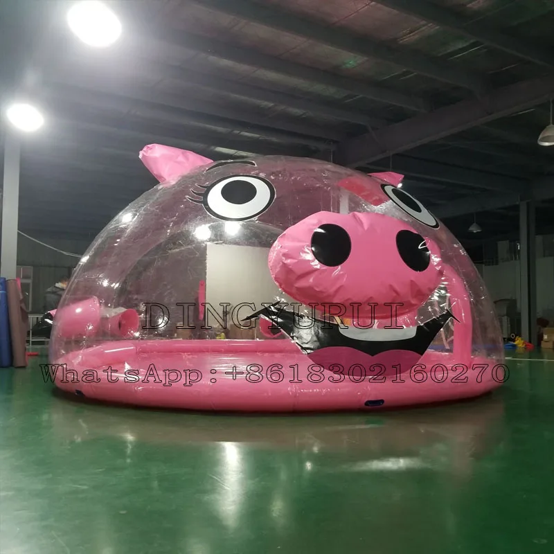 

Popular Design Transparent PVC Inflatable Bubble House Cute Pig Room Sunshine Dome with Air Blower