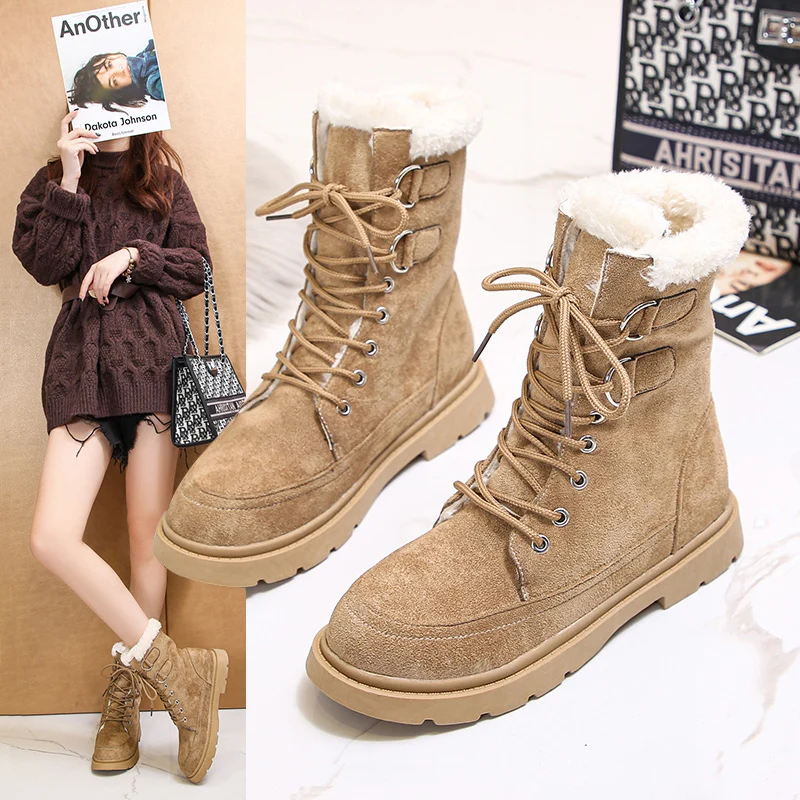 

Women Warm Ankle Boots New Fashion Thick Sole Casual Shoes Women Winter Shoes Short Snow Footwear Size 35-40 Wool Snow Boots