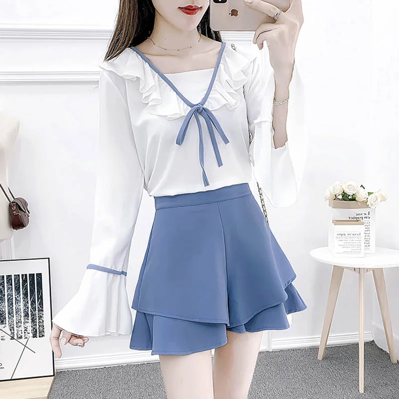 Женские шорты-трапеции с оборками Элегантные Свободные повседневные шорты