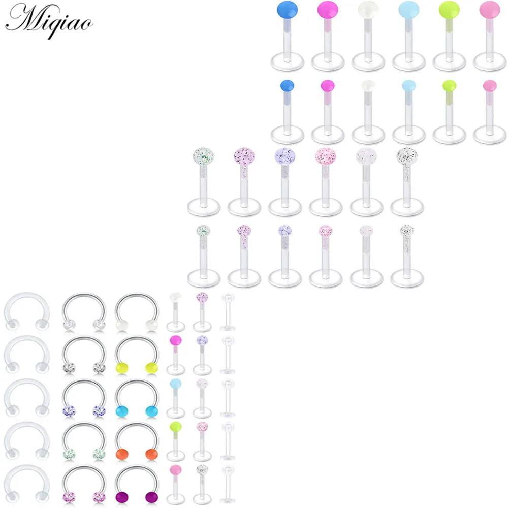 

Miqiao Fashionable Simple Set Glitter Luminous Transparent Lip Nail Nose Ring Body Exquisite Piercing Jewelry
