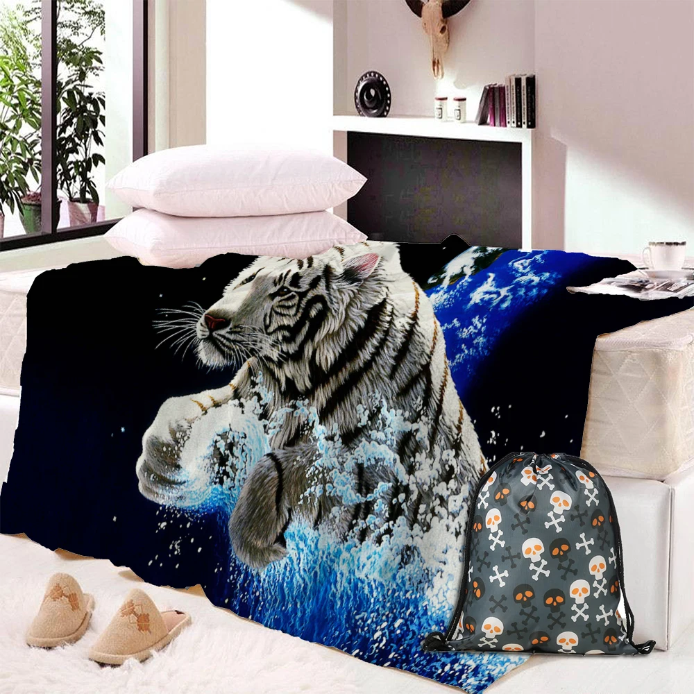 Утолщенное одеяло с принтом тигра тонкая зеленая кровать 3d рисунком дорожное