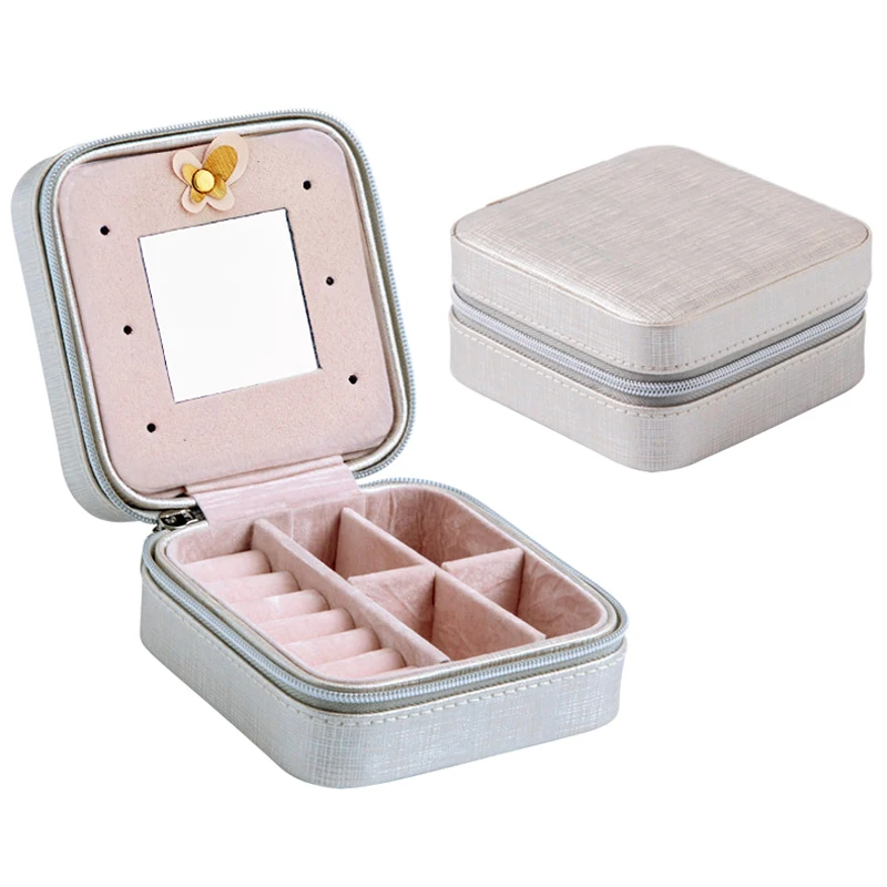 

Portable Jewelry Box Storage Organizer Zipper Women Display Travel Case Double Layer KG66