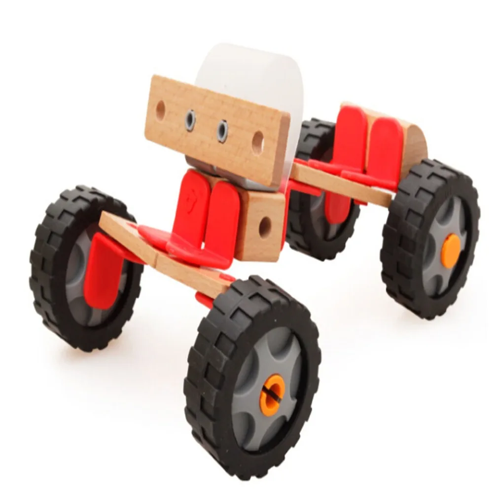 

Children Wood Insert Blocks Assembled Racing Vehicle Car Automobile Race Motorcycle Toy Gift Learning Education Toy