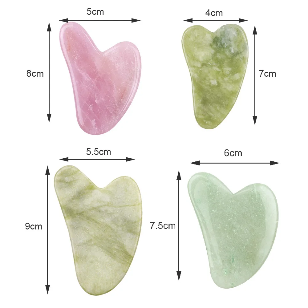 Скребок Для Массажа Гуаша натуральный нефрит розовый кварц камень для лица шеи