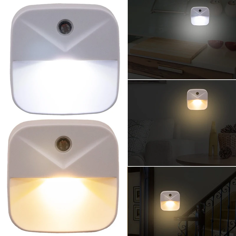 

Hot Light Sensor Control LED Night Light Mini Square Bedroom Toilet Lamp US Plug FQ-ing