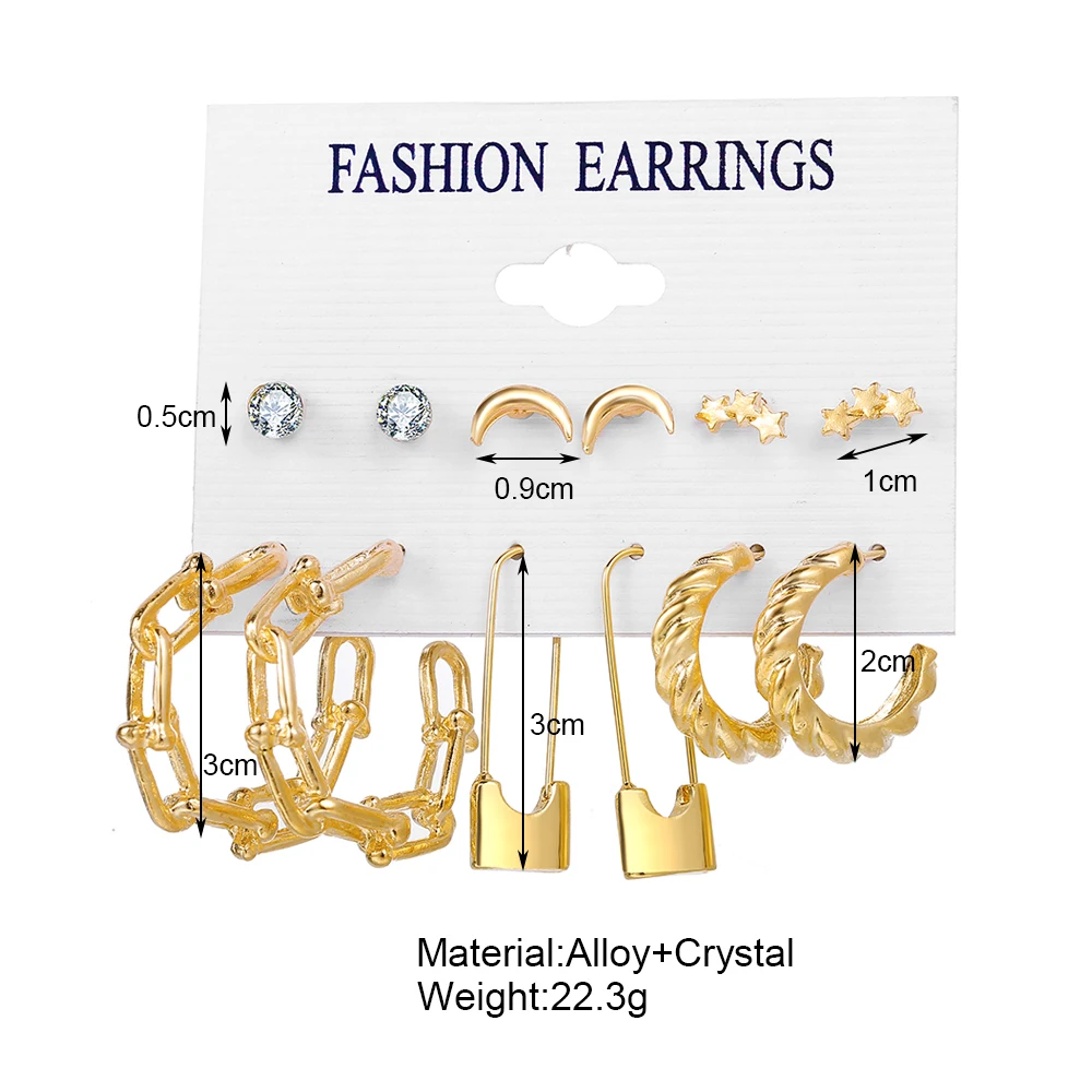 

New Fashion Vintage Geometric Metal Pearl Earring Set For Women Girl Daily Party Accessories Birthday Anniversary Gift Jewelry