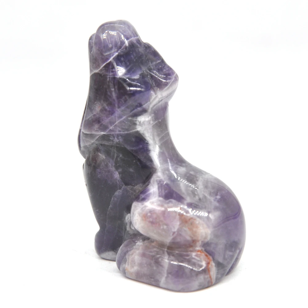 2 дюйма статуя волка натуральный камень аметист резное украшение для дома