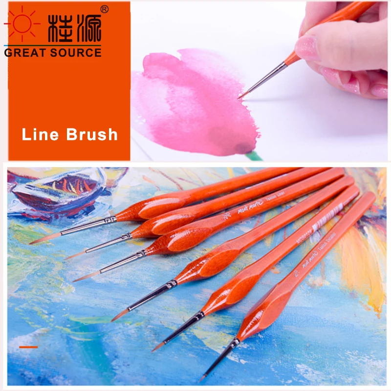 Line Brush Drawing Line Brush 1# - 6# Nylon Tip Watercolor Painting Brush (10 Sets)