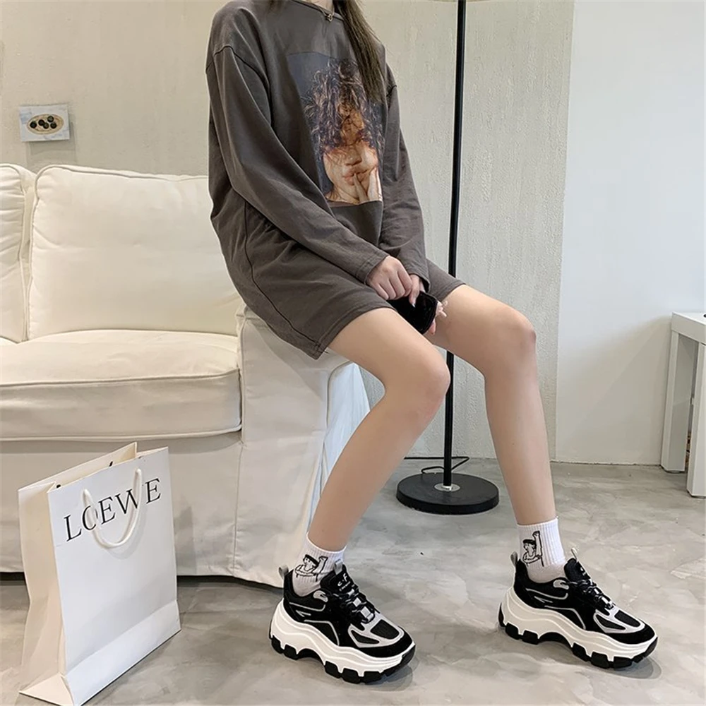 

DEEZLA Chunky platform Sneakers Women Fashion Thick Bottom Daddy Shoes Breathing Leisure Female Vulcanize Shoes Spring Autumn 40