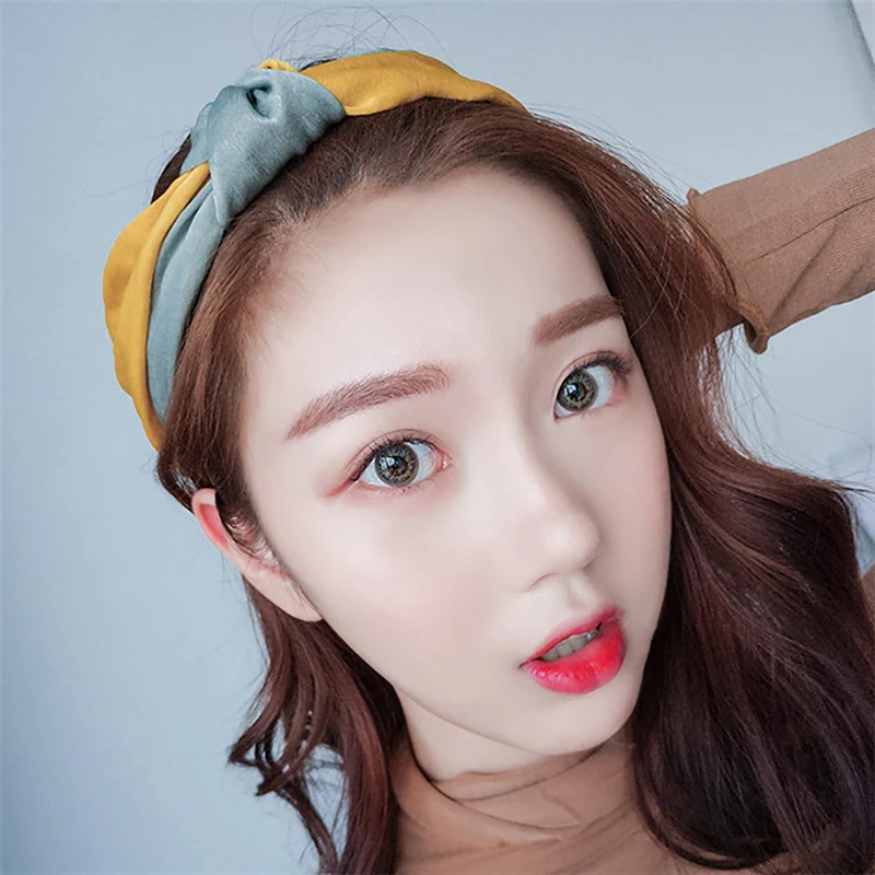 

New Women Spring Suede Soft Two Color Headbands Cross Knot Elastic Hairbands Sweet Girls Hair Bands Hair Accessories