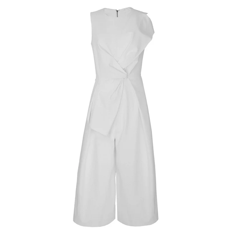 Женский комбинезон с круглым вырезом CHICEVER черный Свободный высокой талией без