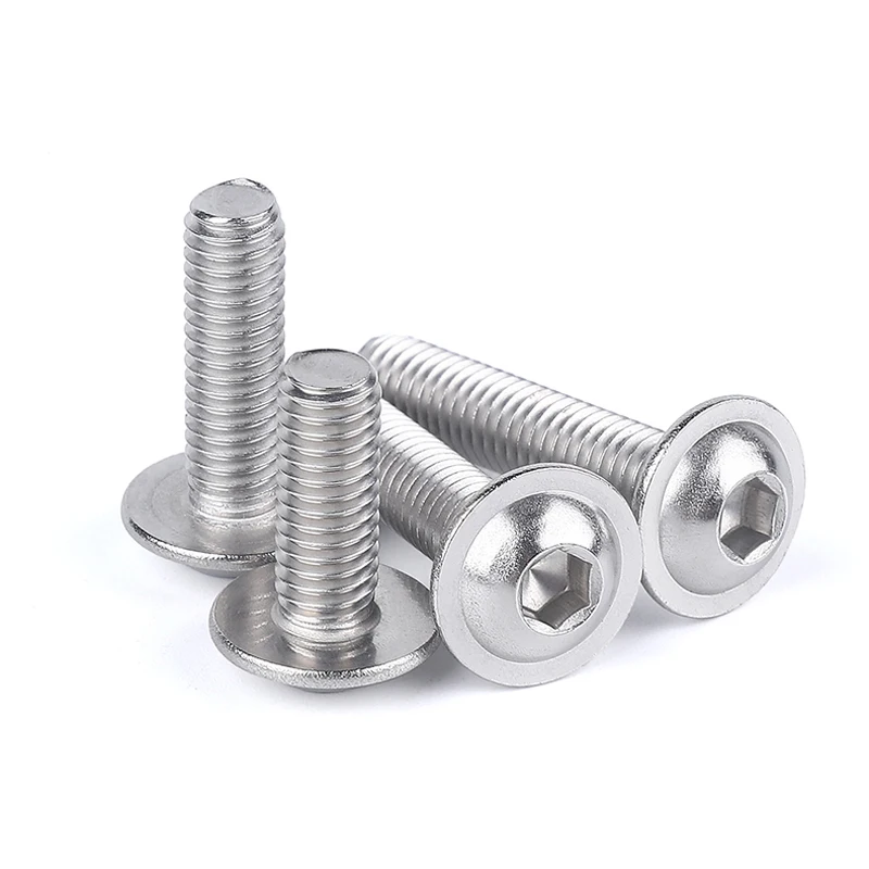 20pcs M3 M4 M5 M6 304 Stainless Steel Half Round Button Flange Head With Washer Inner Hex Socket Allen Screws Bolt
