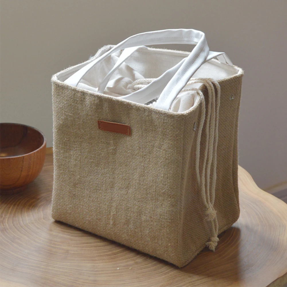 

Tote Thermal Lunch Bag Multipurpose Waterproof Grocery Thicken Large Shopping Picnic Easy Clean Wear Resistant Cotton Linen