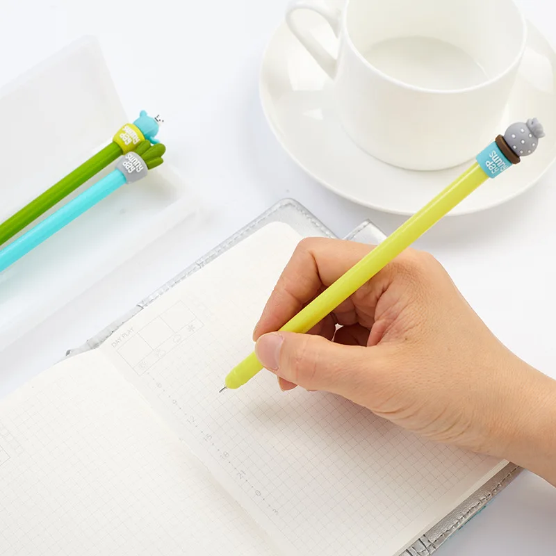 4 шт./лот креативные милые ручки С КАКТУСОМ 0 5 мм черные чернила гелевые для письма