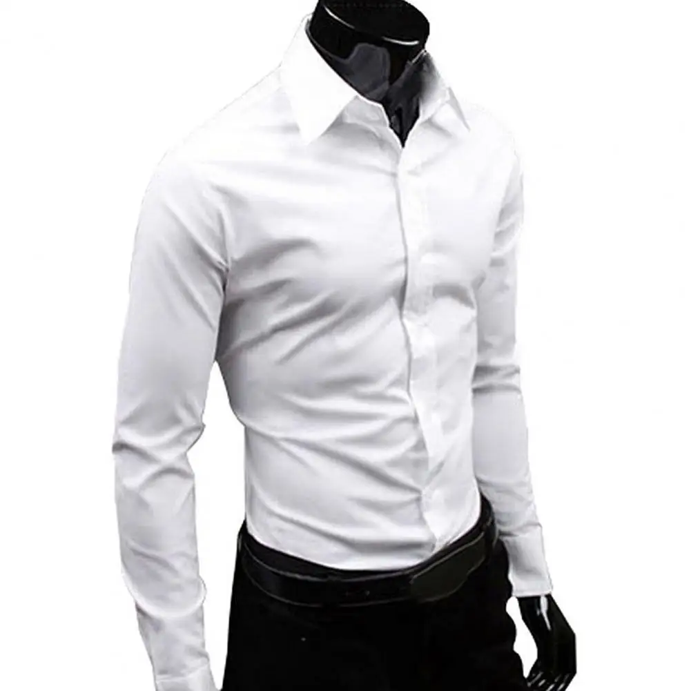 

Men's Shirt Button-down Closure Anti-wrinkling OdorlessS1 Long-sleeve Button-down Shirt for Daily Life