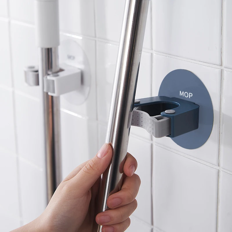 

No Mark Viscose Store Shelf Mop Sanitary Ware Without Perforating Mop Clip Artifact Rack Wall Hanging Store Store
