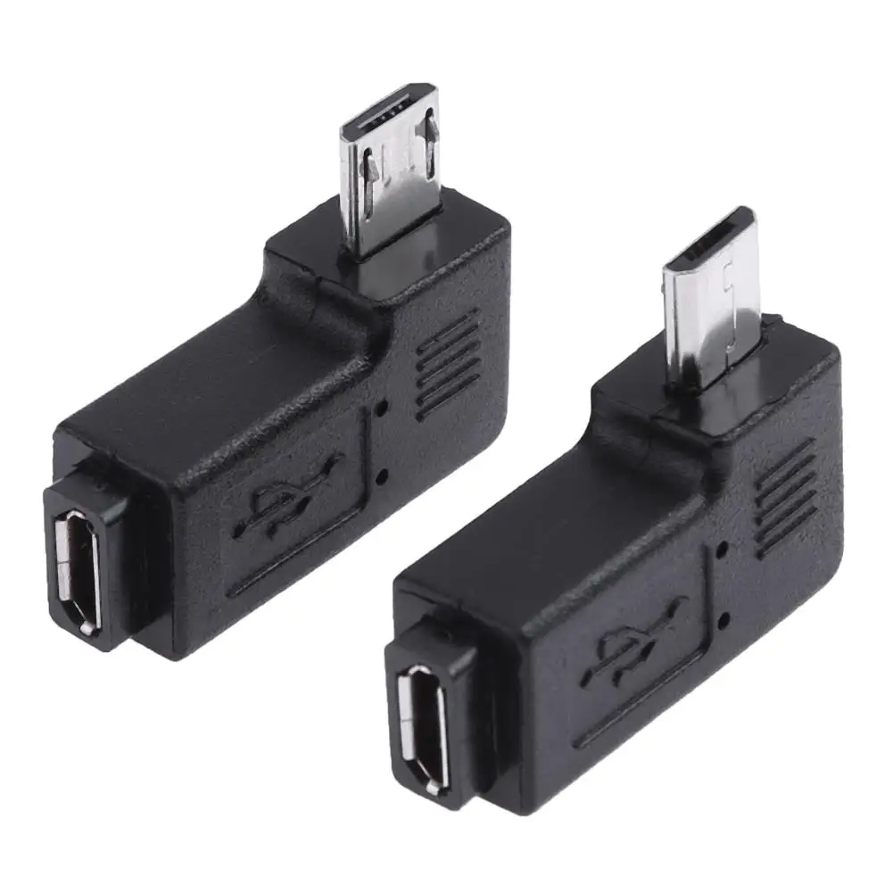 2 шт./лот 90 градусов USB левый и правый угловой Micro 5pin Женский переходник для