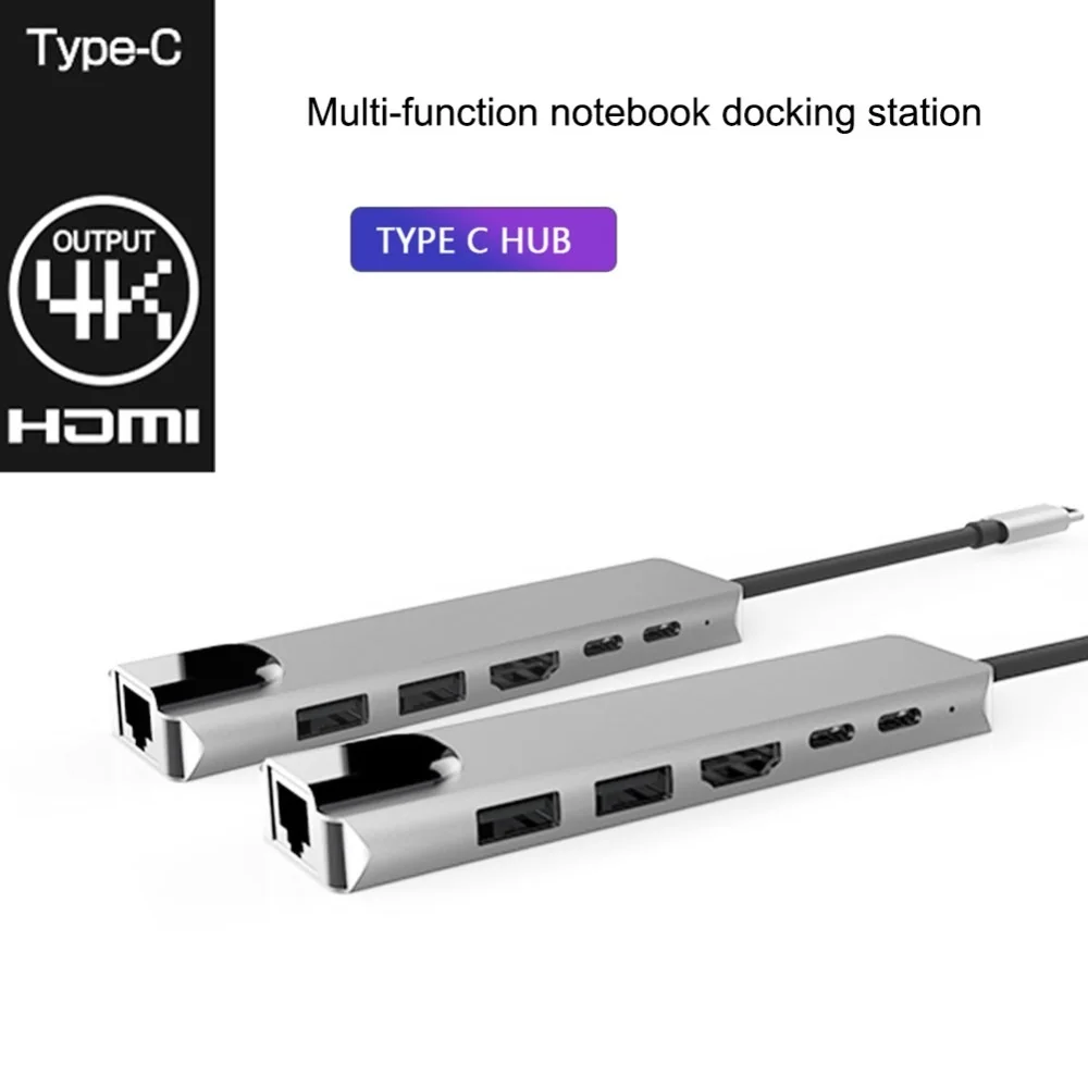 8in1 USB c концентратор thunderbolt 3 Тип c к HDMI 4 к UHD 87 Вт PD Быстрая зарядка USB3.0 концентратор 1000 Мбит/с конвертер передачи Тип c адаптер