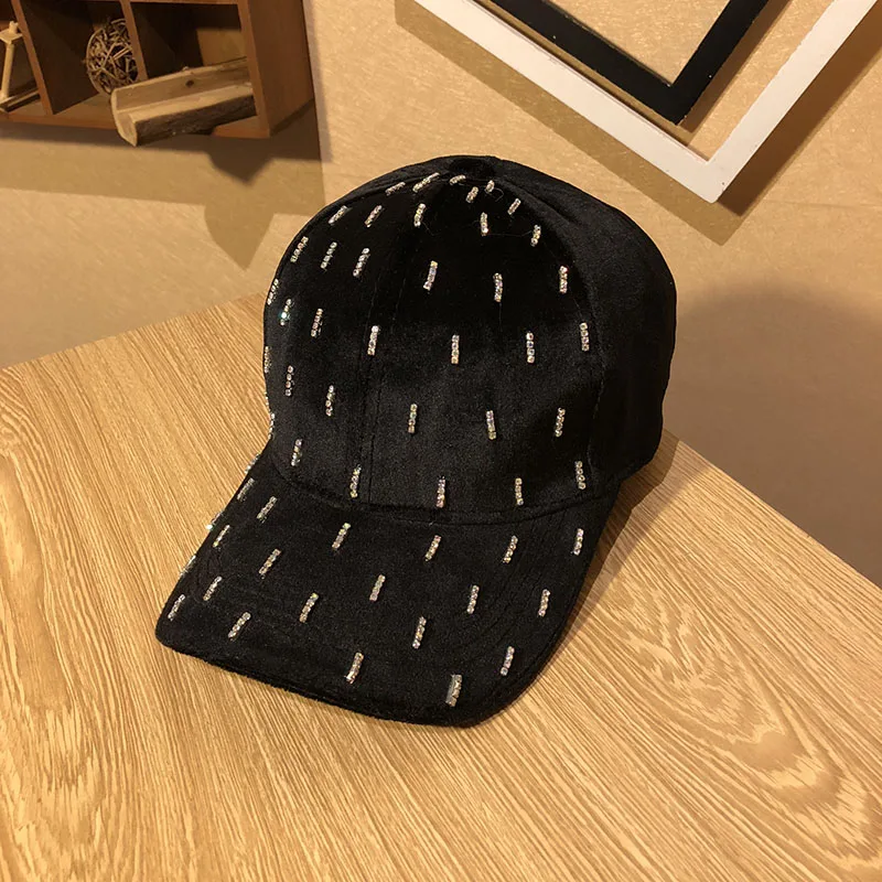 Стразы в форме капли воды бейсбольная шапка из норкового волоса с кристаллами