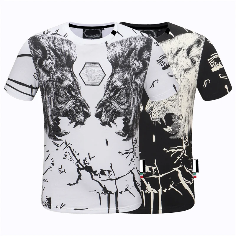 

2021ss New PP Skull Man tshirt Black Short Sleeve Round Neck Top Plein T-shirt Pure Color Men's Short Sleeve Maglietta da uomo