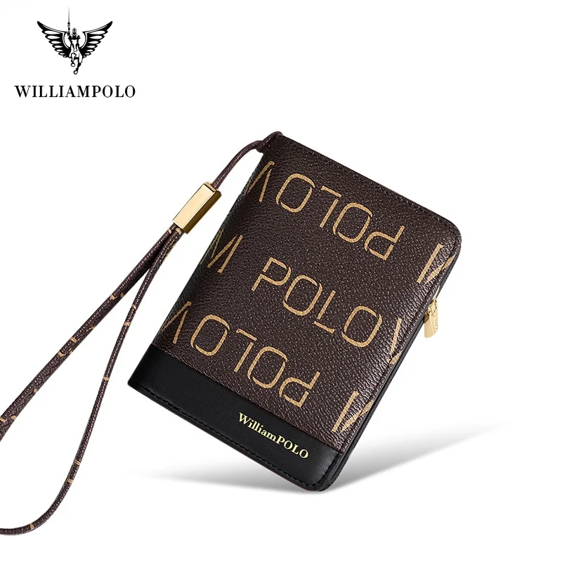 Роскошный брендовый женский кошелек WilliamPolo из ПВХ короткий бумажник модный