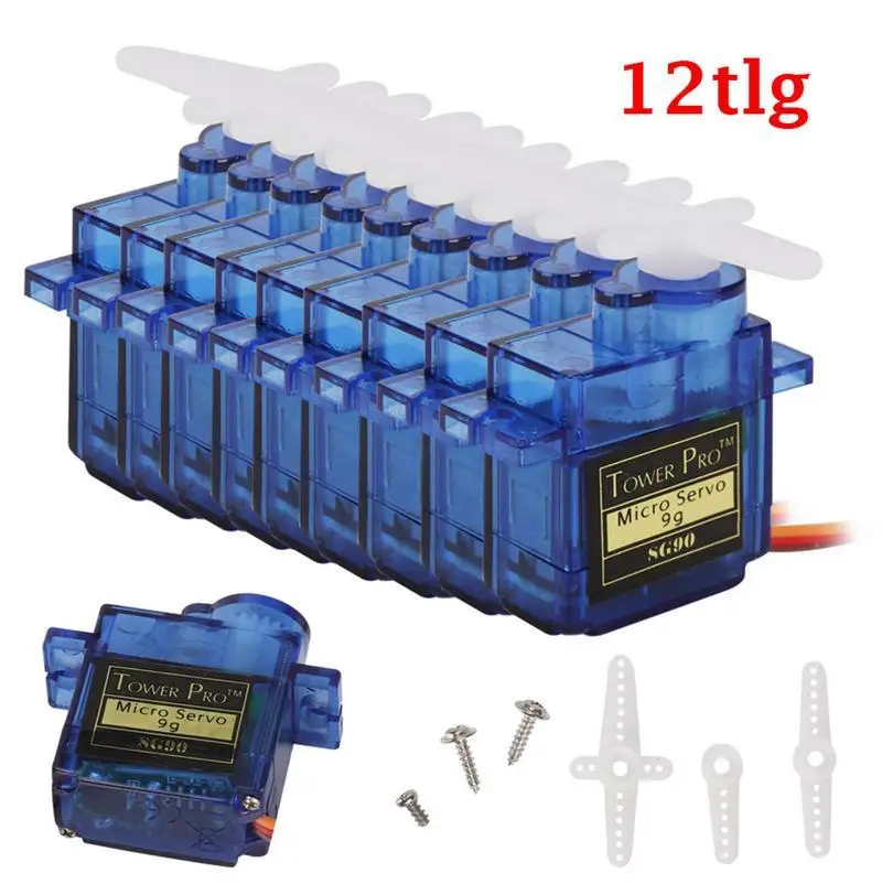 

12pcs SG90 9G Mini Micro Servo for RC Helicopter Airplane Car RC Model Airplane Accessories Mini Steering Gear