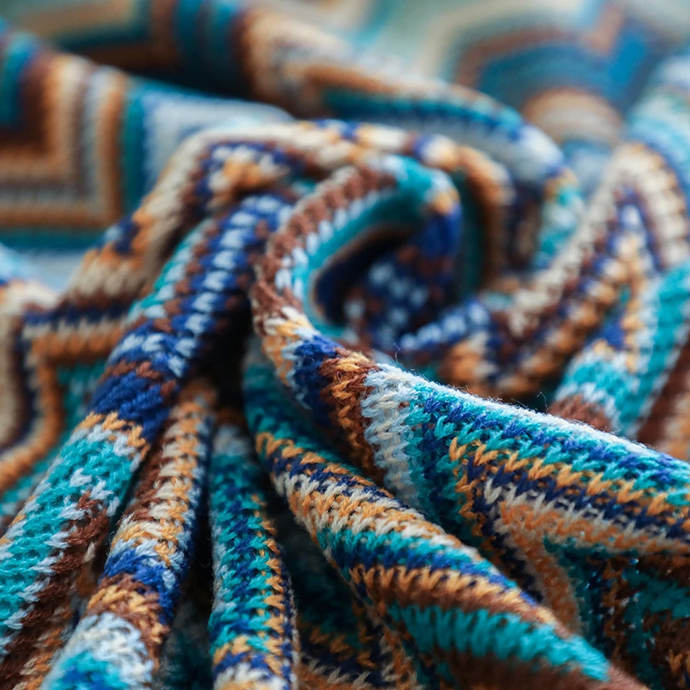 Enipate Новое богемное трикотажное одеяло акриловая ткань в полоску мягкая и теплая