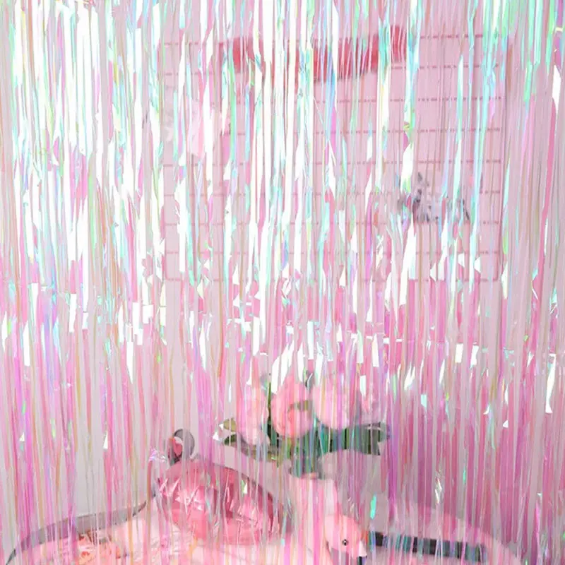 1*2 м (Ш * В) розовая металлическая фольга мишура занавеска с бахромой дверь дождь