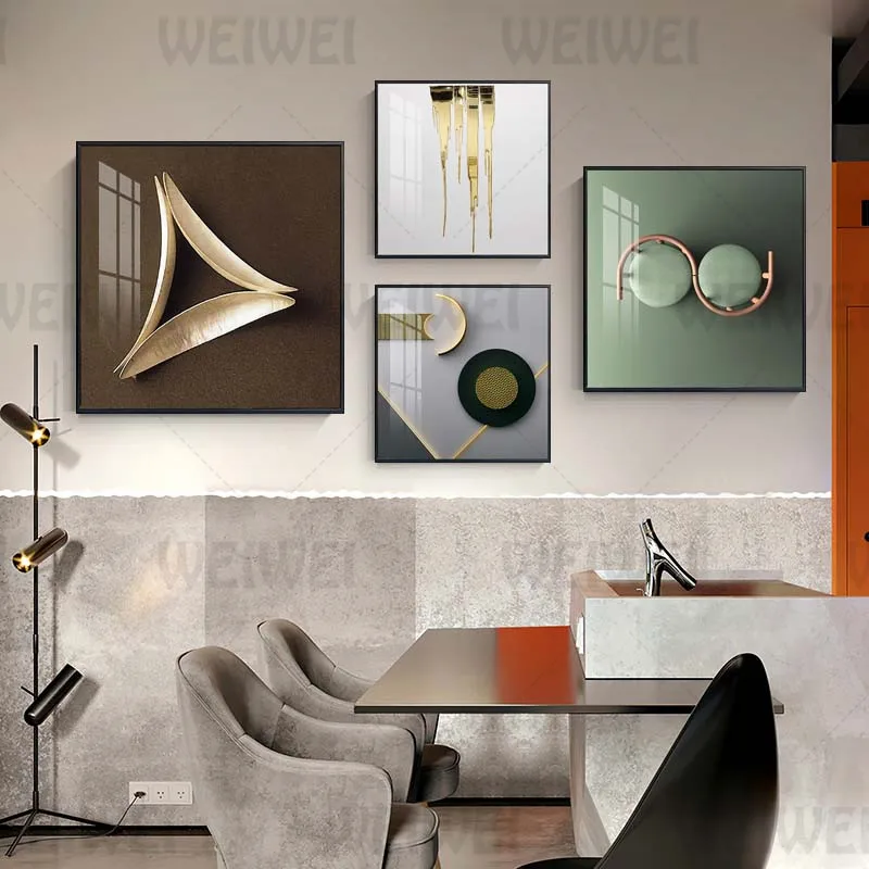 

Modern Stereo Visual Sense Home Decoration Painting Gold Black Living Room Wall Canvas Poster Green Bedroom Prints and Pictures