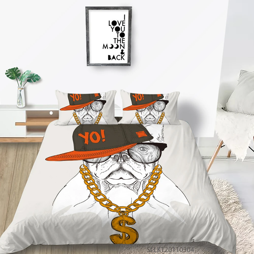

Sunshine New Bedding Set Funny Cartoon Lovely Dog Printing Queen Size Duvet Cover Set Modern Home Bed Set For Kids Adult