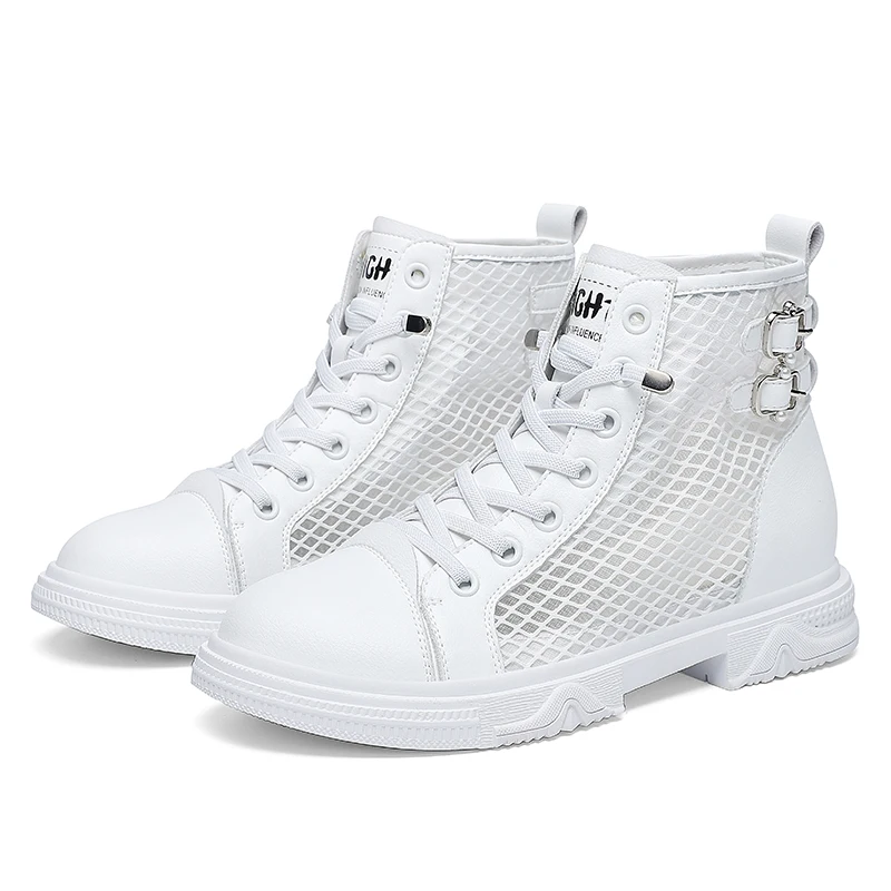 

Boots Women MOOLECOLE Mesh Women Shoes Spring/summer Mid-heel Sandals Buckle Belts Sneakers Sports Ankle Women Boots 2-9804