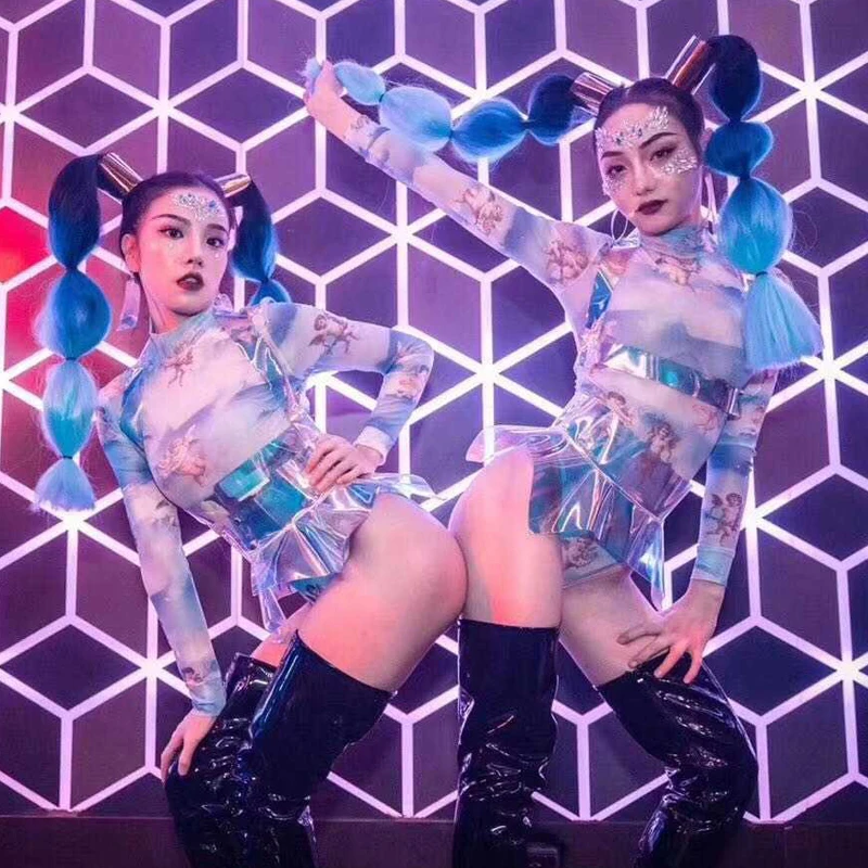 Новинка костюм Beyonce для сценического танца боди преувеличенный парик одежда на