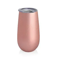 6Colors 6oz Egg Cups Wine Glasses Tumblers Stemless Rose Gold Stainless Steel Double Walled Vacuum Insulated Mugs With Clear Lid